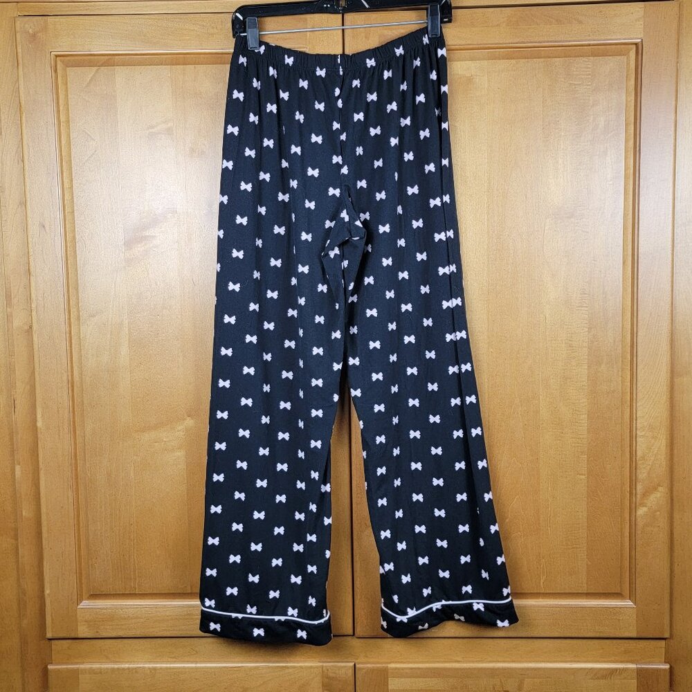 Women's Soft 2 Pc Kate Spade Pajama Set Black Pale Pink Bows - M - Picture 7 of 13